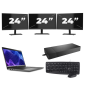 Dell Latitude 3440 - Intel Core i3 13. generation - 14 tommer - 16GB RAM - 256GB SSD - Windows 11 Home + 3x 24 tommer skærm