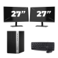 HP Prodesk 600 G5 Micro Tower - Intel Core i7-8th Generation - 8 GB RAM - 256 GB SSD - Windows 11 + 2x 27 tommer skærm