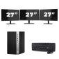 HP Prodesk 600 G5 Micro Tower - Intel Core i3-8. generation - 8 GB RAM - 256 GB SSD - Windows 11 + 3x 27 tommer skærm