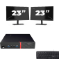 Lenovo ThinkCentre M700 USFF - Intel Core i5-6. Generation - 8GB RAM - 256GB SSD - Windows 11 + 2x 23 tomme Monitor