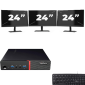 Lenovo ThinkCentre M700 USFF - Intel Core i7-6. Generation - 8GB RAM - 256GB SSD - Windows 11 + 3x 24 tomme Monitor