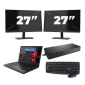 Lenovo ThinkPad A485 - AMD Ryzen 5 2500U - 14 tommer - 16GB RAM - 256GB SSD - Windows 11 Home + 2x 27 tommer Monitor
