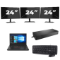 Lenovo ThinkPad A485 - AMD Ryzen 5 2500U - 14 tommer - 16GB RAM - 256GB SSD - Windows 11 Home + 3x 24 tommer Monitor