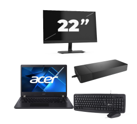 Acer TravelMate P214-53 - Intel Core i3 11. generation - 14 tommer - 16GB RAM - 256GB SSD - Windows 11 Home + 1x 22 tommer skærm