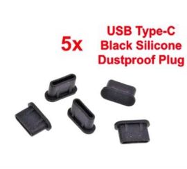 5* silikone anti-støv stik til USB Type-C port, farve sort*