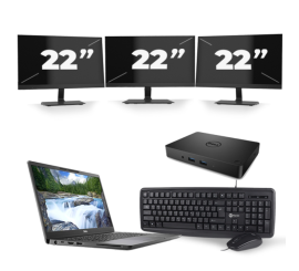 Dell Latitude 7300 - Intel Core i5-8th Generation - 13 tommer - 8GB RAM - 256 GB SSD - Windows 11 + 3x 22 tommer skærm