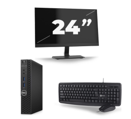 Dell OptiPlex 3070 Micro USFF - Intel Core i3-9. generation - 8GB RAM - 256GB SSD - Windows 11 + 1x 24 inch Skærm