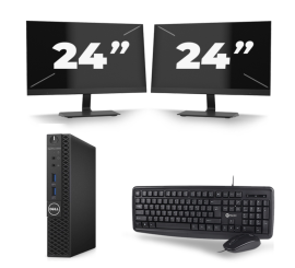 Dell OptiPlex 3070 Micro USFF - Intel Core i3-9. generation - 8GB RAM - 256GB SSD - Windows 11 + 2x 24 inch Skærm