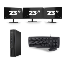 Dell OptiPlex 3070 Micro USFF - Intel Core i3-9. generation - 8GB RAM - 256GB SSD - Windows 11 + 3x 23 inch Skærm