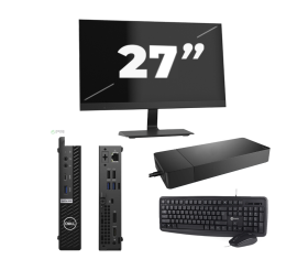 Dell OptiPlex 5080 USFF - Intel Core i3-10. generation - 8 GB RAM - 256 GB SSD - Windows 11 + 1x 27 tommer skærm
