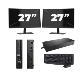 Dell OptiPlex 5080 USFF - Intel Core i3-10. generation - 8 GB RAM - 256 GB SSD - Windows 11 + 2x 27 tommer skærm