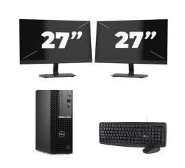 Dell OptiPlex 7000 USFF - Intel Core i7 12. generation - 16GB RAM - 256GB SSD - Windows 11 + 2x 27 tommer skærm