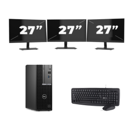Dell OptiPlex 7000 USFF - Intel Core i7 12. generation - 16GB RAM - 256GB SSD - Windows 11 + 3x 27 tommer skærm