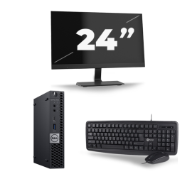 Dell Optiplex 7070 Micro USFF - Intel Core i5-9st Generation - 8 GB RAM - 256 GB SSD - Windows 11 + 1x 24 tommer skærm