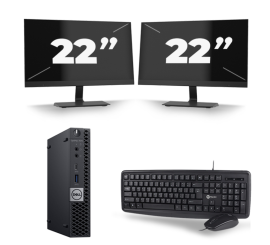 Dell Optiplex 7070 Micro USFF - Intel Core i5-9st Generation - 8 GB RAM - 256 GB SSD - Windows 11 + 2x 22 tommer skærm