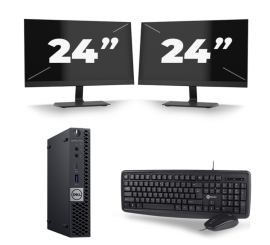 Dell Optiplex 7070 Micro USFF - Intel Core i5-9st Generation - 8 GB RAM - 256 GB SSD - Windows 11 + 2x 24 tommer skærm
