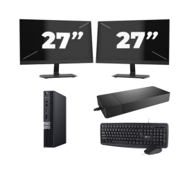 Dell OptiPlex 7070 Micro USFF - Intel Core i3-9th Generation - 8GB RAM - 256GB SSD - Windows 11 + 2x 27 inch Monitor