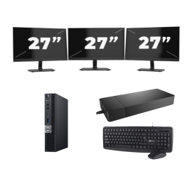 Dell OptiPlex 7070 Micro USFF - Intel Core i3-9th Generation - 8GB RAM - 256GB SSD - Windows 11 + 3x 27 inch Monitor