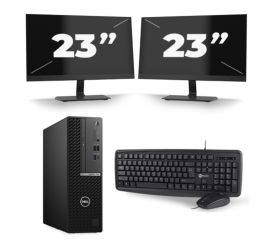 Dell Optiplex 7080 USFF - Intel Core i5-10th Generation - 8GB RAM - 256 GB SSD - Windows 11 + 2x 23 tommer skærm