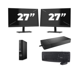 Dell OptiPlex 7080 USFF - Intel Core i7 10. generation - 16GB RAM - 256GB SSD - Windows 11 + 2x 27 tommer skærm