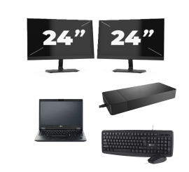 Fujitsu Lifebook E5410 - Intel Core i5-10th Generation - 14 tommer - 8GB RAM - 256 GB SSD - Windows 11 Home + 2x 24 tommer skærm