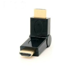 HDMI han til han retvinklet 90-180 graders adapter, forgyldt