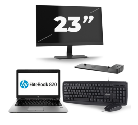 HP EliteBook 820 G3 - Intel Core i7-6th Generation - 12 tommer - 8GB RAM - 256 GB SSD - Windows 11 + 1x 23 tommer skærm