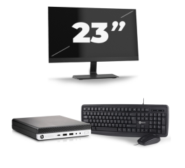 HP Elemitedesk 800 G5 USFF - Intel Core i5-9st Generation - 8 GB RAM - 256 GB SSD - Windows 11 + 1x 23 tommer skærm