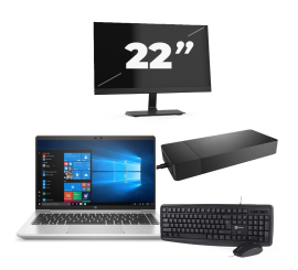 HP ProBook 440 G8 - Intel Core i3 11. generation - 14 tommer - 16GB RAM - 256GB SSD - Windows 11 Home + 1x 22 tommer skærm