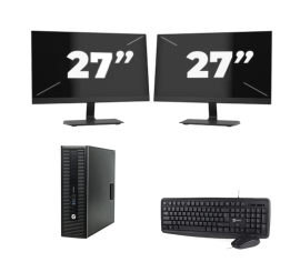 HP ProDesk 600 G2 USFF - Intel Core i7-6. generation - 8 GB RAM - 256 GB SSD - Windows 11 + 2x 27 tommer skærm