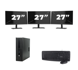 HP ProDesk 600 G2 USFF - Intel Core i7-6. generation - 8 GB RAM - 256 GB SSD - Windows 11 + 3x 27 tommer skærm
