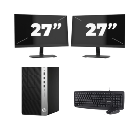 HP Prodesk 600 G5 Micro Tower - Intel Core i5-8. generation - 8 GB RAM - 256 GB SSD - Windows 11 + 2x 27 tommer skærm