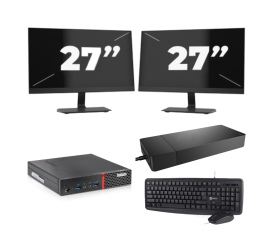 Lenovo ThinkCentre M700 USFF - Intel Core i5-6. generation - 8 GB RAM - 256 GB SSD - Windows 11 + 2x 27 tommer skærm
