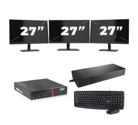 Lenovo ThinkCentre M700 USFF - Intel Core i5-6. generation - 8 GB RAM - 256 GB SSD - Windows 11 + 3x 27 tommer skærm