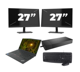 Lenovo ThinkPad E14 Gen 2 - Intel Core i3 11. generation - 14 tommer - 8GB RAM - 256GB SSD - Windows 11 Home + 2x 27 tommer skærm