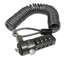 LogiLink PC/Notebook Kombinationslås (spiralkabel), længde 1,8m, sort